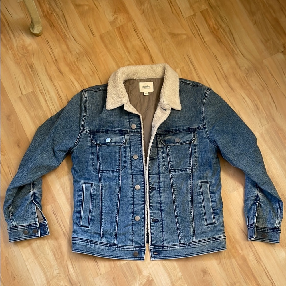 UpWest Blue Denim Jacket with Cream Collar
